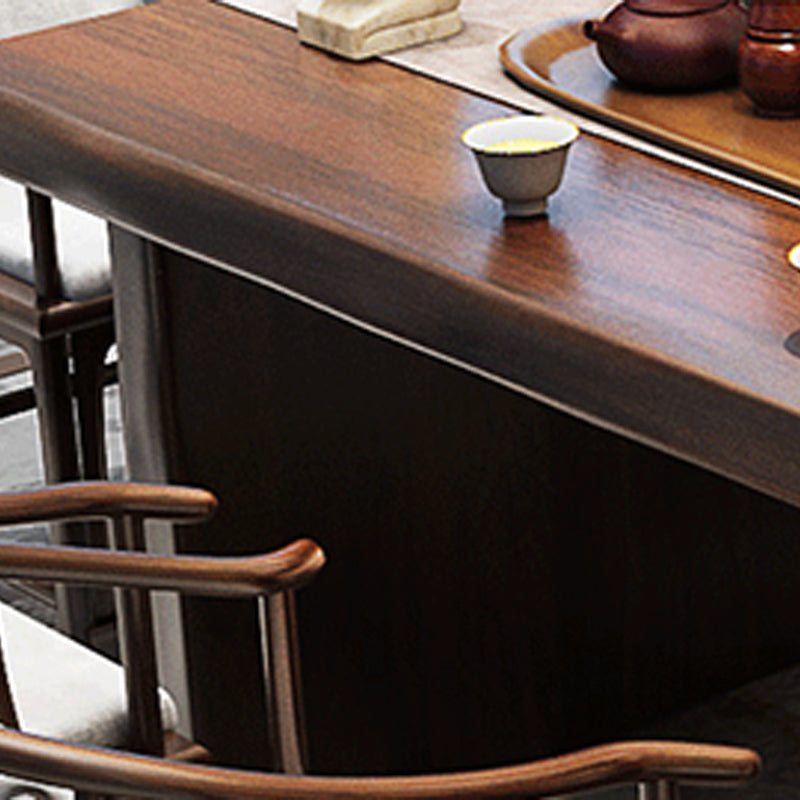 Glam Wooden Dining Rectangle Table with Wooden Legs for Kitchen