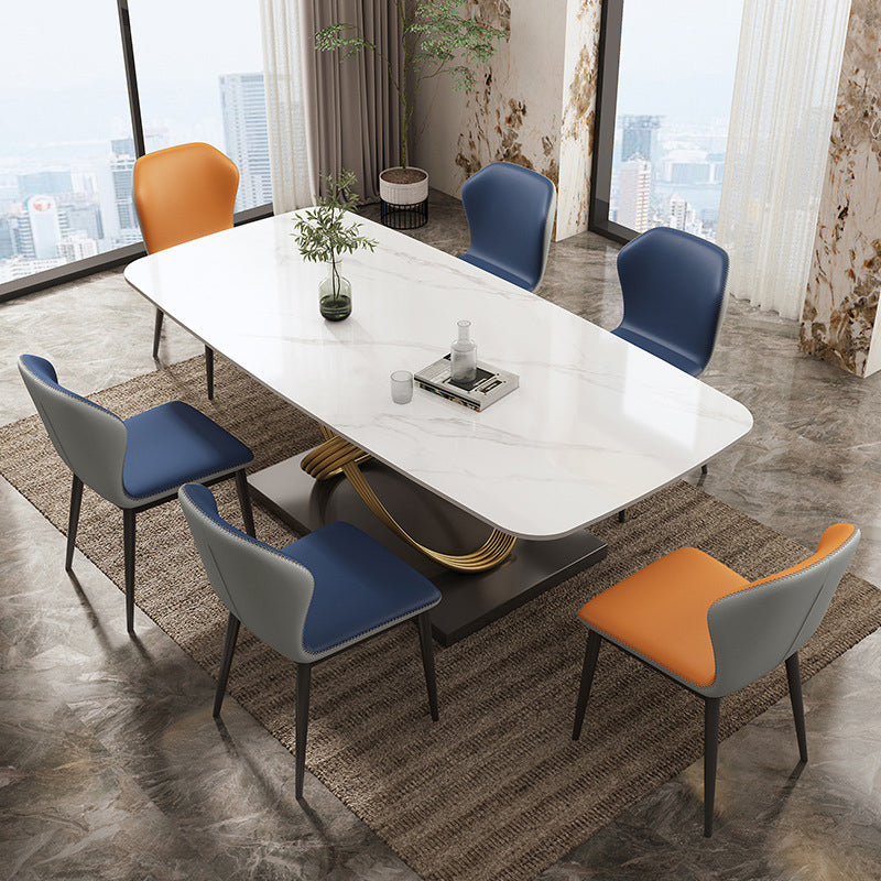 Industrial Style Sintered Stone Table Rectangle Table with Metal Legs for Home Use