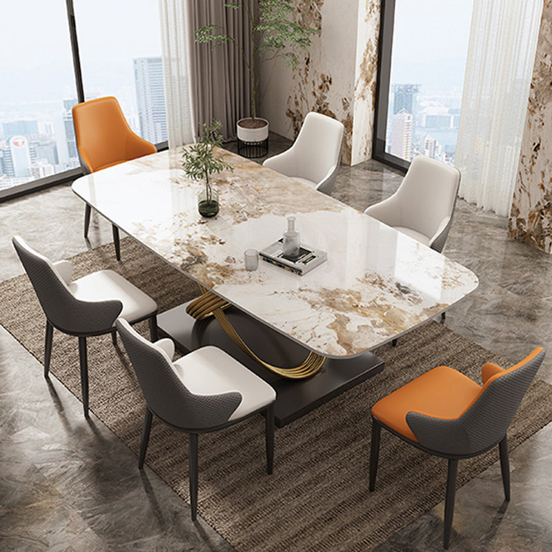 Industrial Style Sintered Stone Table Rectangle Table with Metal Legs for Home Use