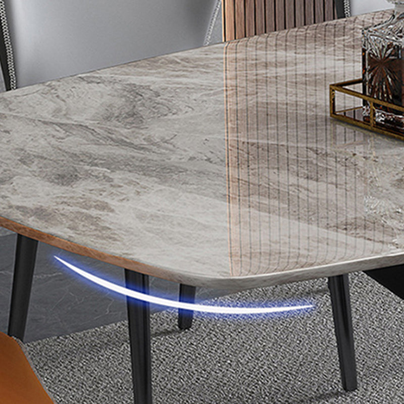 Industrial Style Sintered Stone Table Dining Rectangle Table with Metal Legs for Home
