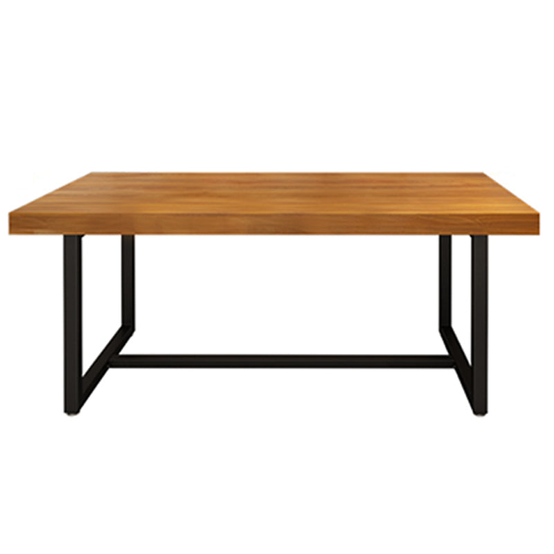Rectangle Black Base Dining Table Modern Pine Wood Table for Dining Room