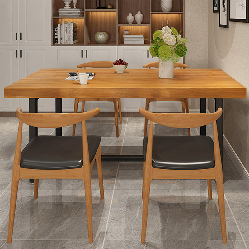 Rectangle Black Base Dining Table Modern Pine Wood Table for Dining Room