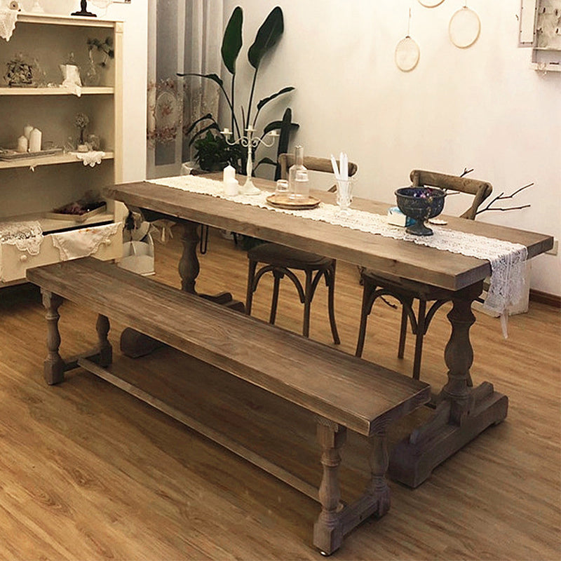 Rectangle Trestle Dining Table Medieval Modern Style Wood Table for Dining Room