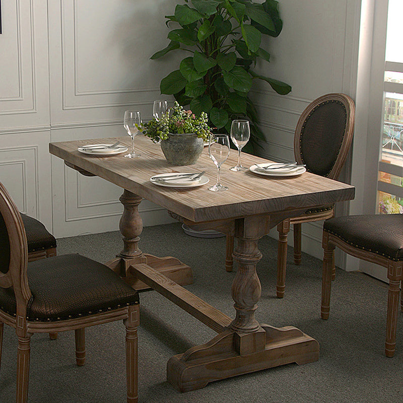 Rectangle Trestle Dining Table Medieval Modern Style Wood Table for Dining Room