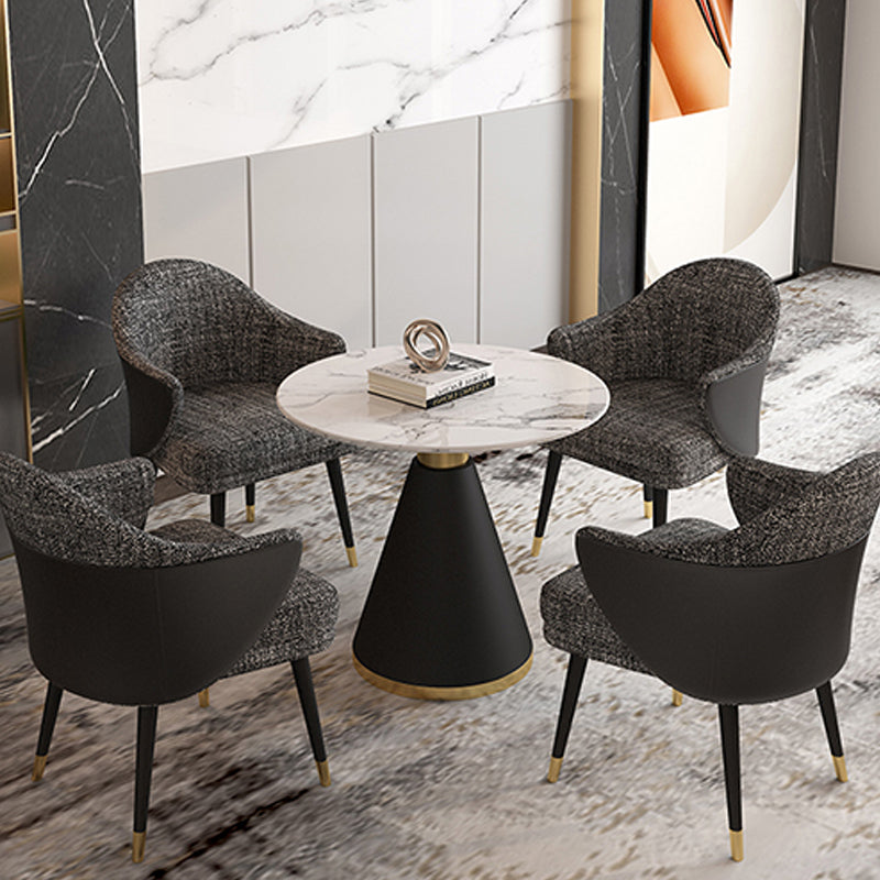 Metal Base Table Glam Style Sintered Stone Dining Table for Home Use