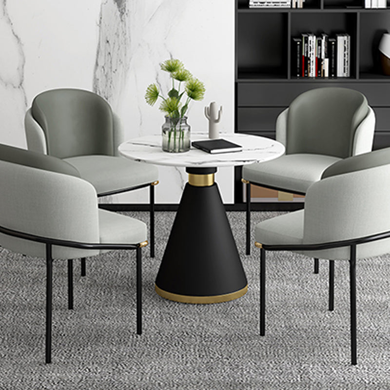 Glam Metal Dinette Table Sintered Stone Dining Table for Home Use