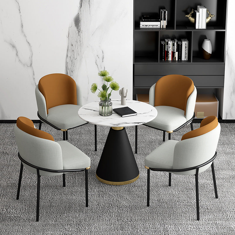 Glam Metal Dinette Table Sintered Stone Dining Table for Home Use