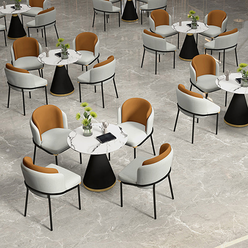 Glam Metal Dinette Table Sintered Stone Dining Table for Home Use