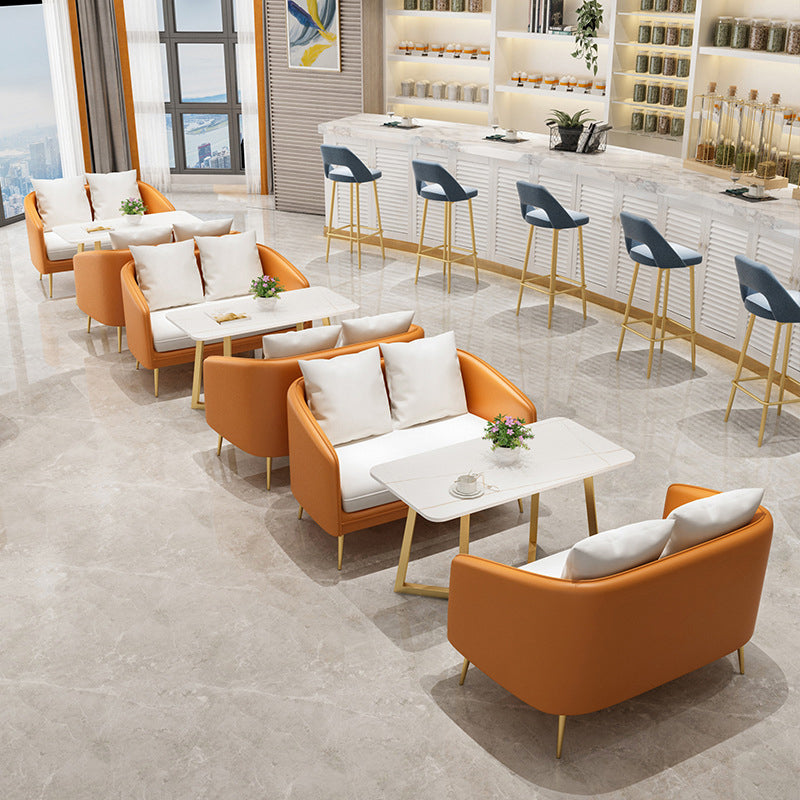 Glam Sintered Stone Dining Table Metal Dinette Table for Home Use