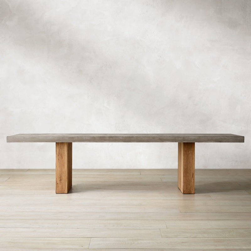 Rectangle Double Pedestal Dining Table Modern Wood Base Table for Kitchen