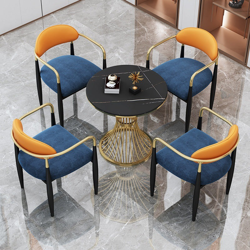 Glam Faux Marble Dining Table Metal Dining Table for Home Use