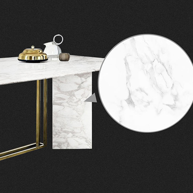 Glam Style Faux Marble Table Dining Rectangle Table with Metal Legs for Kitchen