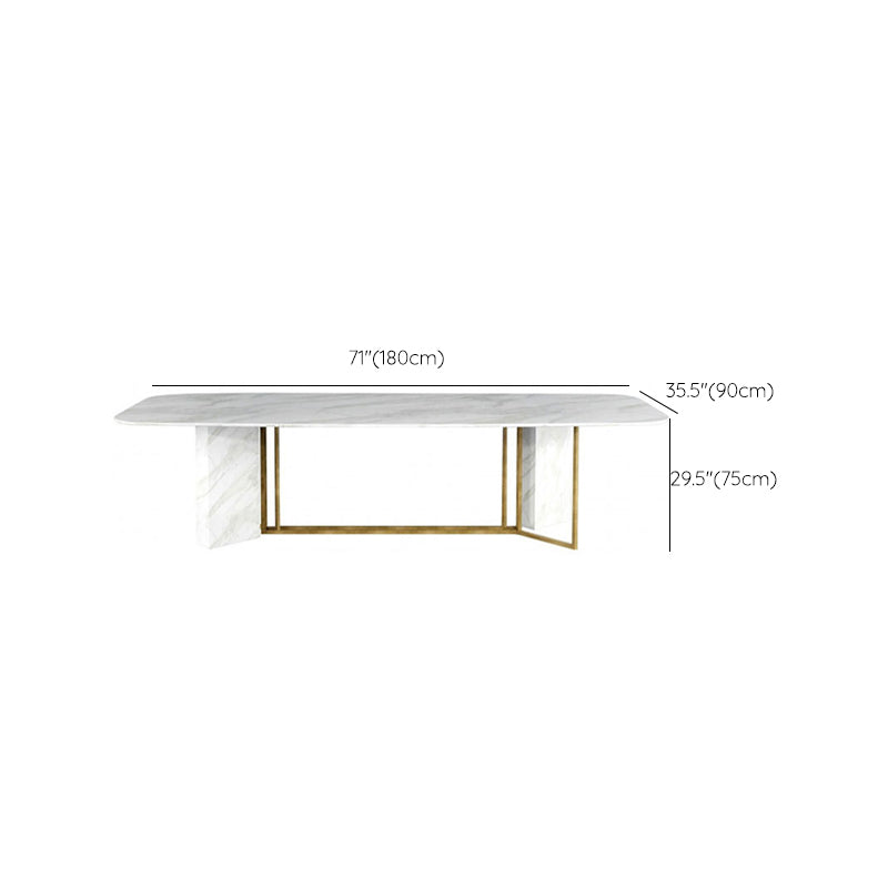 Glam Style Faux Marble Table Dining Rectangle Table with Metal Legs for Kitchen