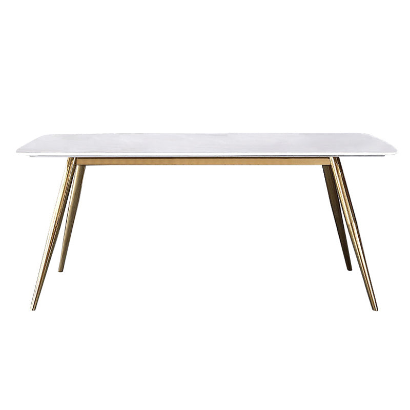 Glam Style Faux Marble Table Dining Rectangle Table with Metal Legs for Home Use