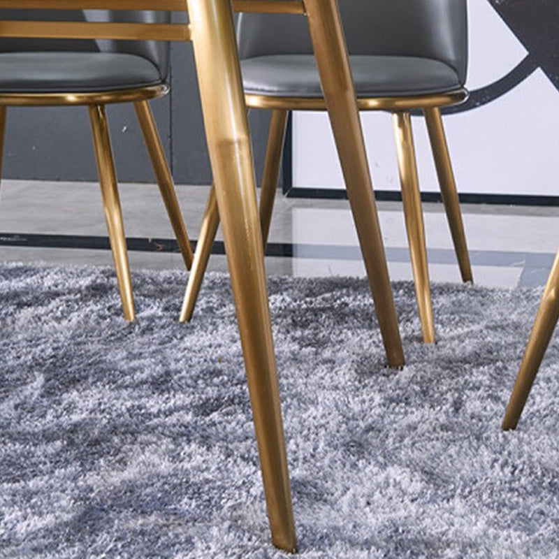 Glam Style Faux Marble Table Dining Rectangle Table with Metal Legs for Home Use