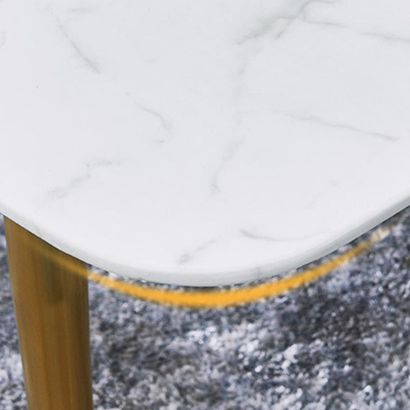 Glam Style Faux Marble Table Dining Rectangle Table with Metal Legs for Home Use