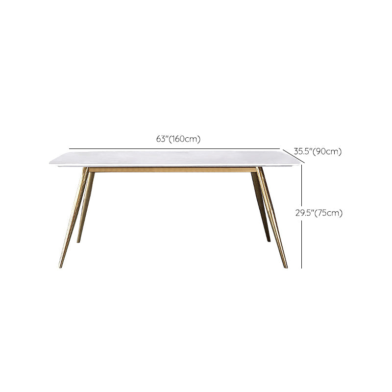 Glam Style Faux Marble Table Dining Rectangle Table with Metal Legs for Home Use
