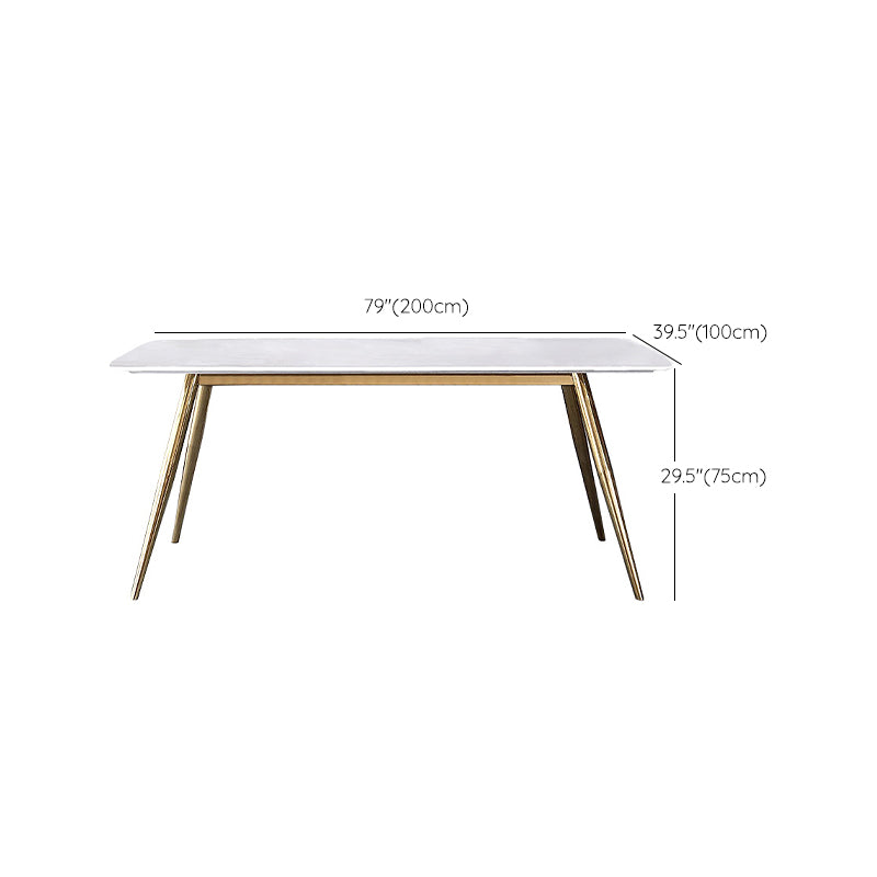 Glam Style Faux Marble Table Dining Rectangle Table with Metal Legs for Home Use