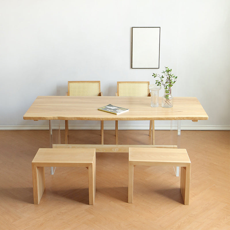 Rectangle Trestle Dining Table Modern Pine Wood Table for Kitchen