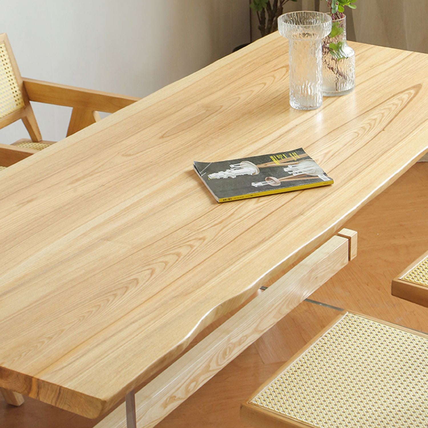 Rectangle Trestle Dining Table Modern Pine Wood Table for Kitchen