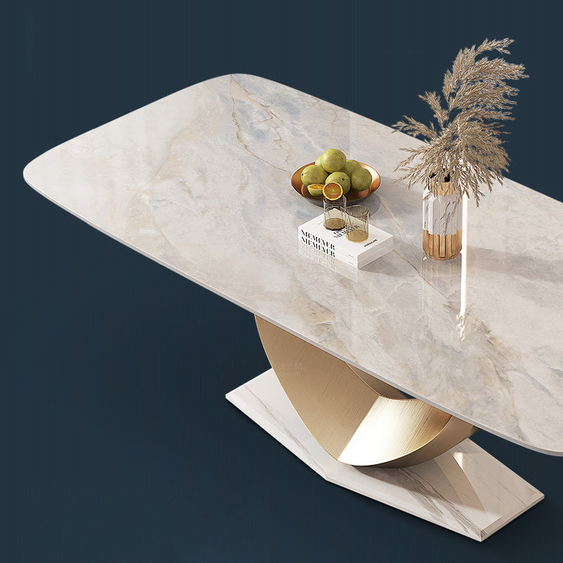 Glam Style Sintered Stone Table Dining Rectangle Table for Home