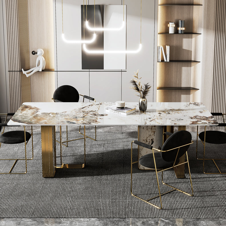 Glam Style Dining Rectangle Table Dining Sintered Stone Table for Home