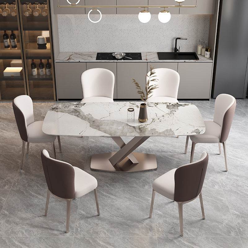 Glam Style Dining Rectangle Table Dining Sintered Stone Table for Home Use