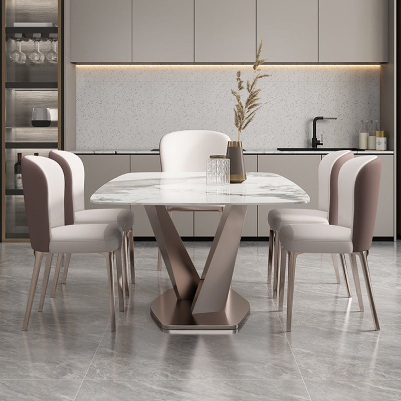 Glam Style Dining Rectangle Table Dining Sintered Stone Table for Home Use
