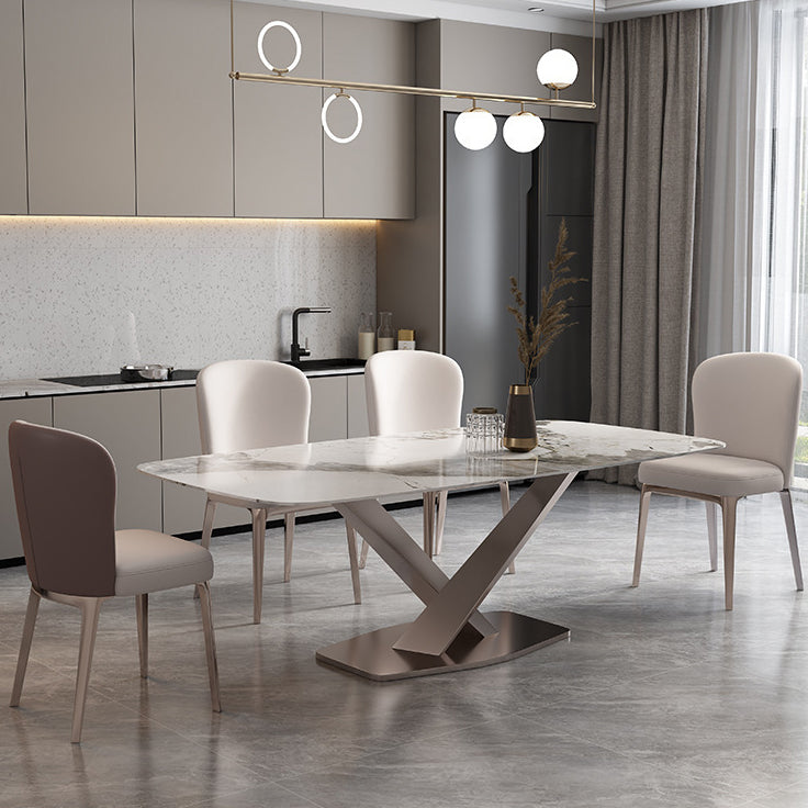 Glam Style Dining Rectangle Table Dining Sintered Stone Table for Home Use
