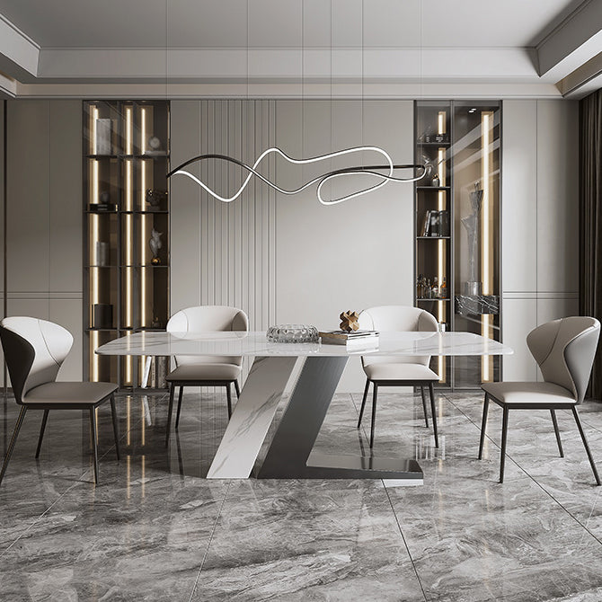 Glam Dining Rectangle Table Dining Sintered Stone Table for Home Use