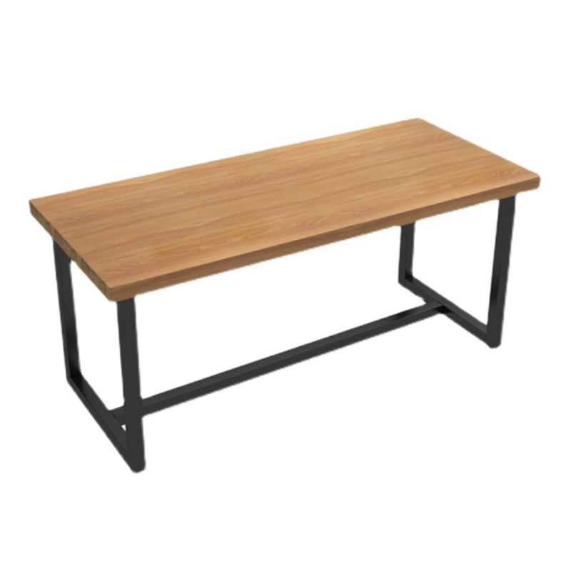 Rectangle Black Base Dining Table Modern Pine Wood Table for Kitchen