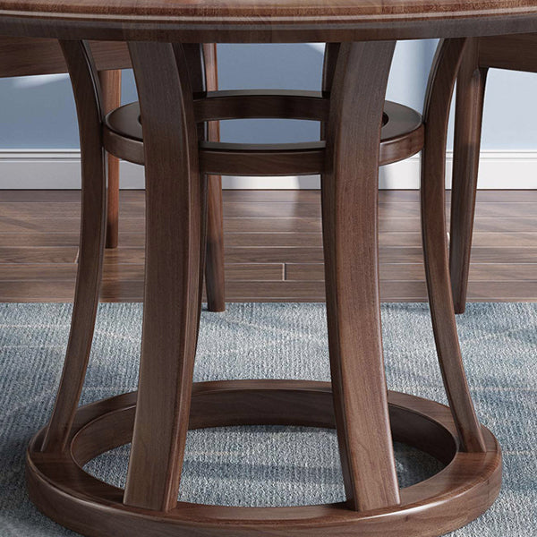Round Table Solid Wood Table with Turntable for Home and Kitchen