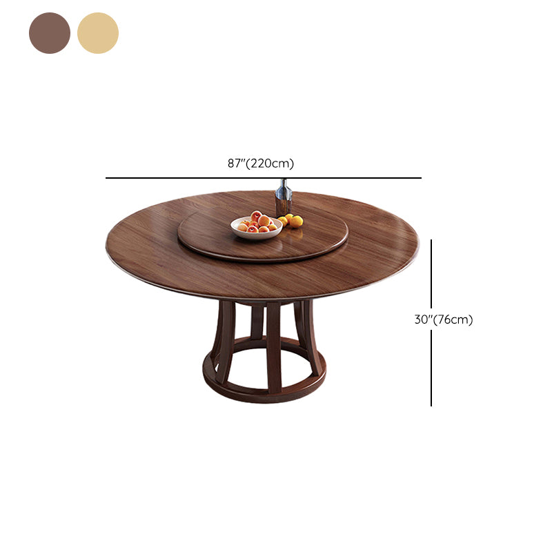 Round Table Solid Wood Table with Turntable for Home and Kitchen