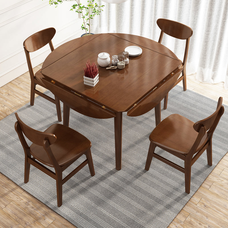Round Home Kitchen Dinner Furniture Drop Leaf Rubberwood Solid Wood Dining Table