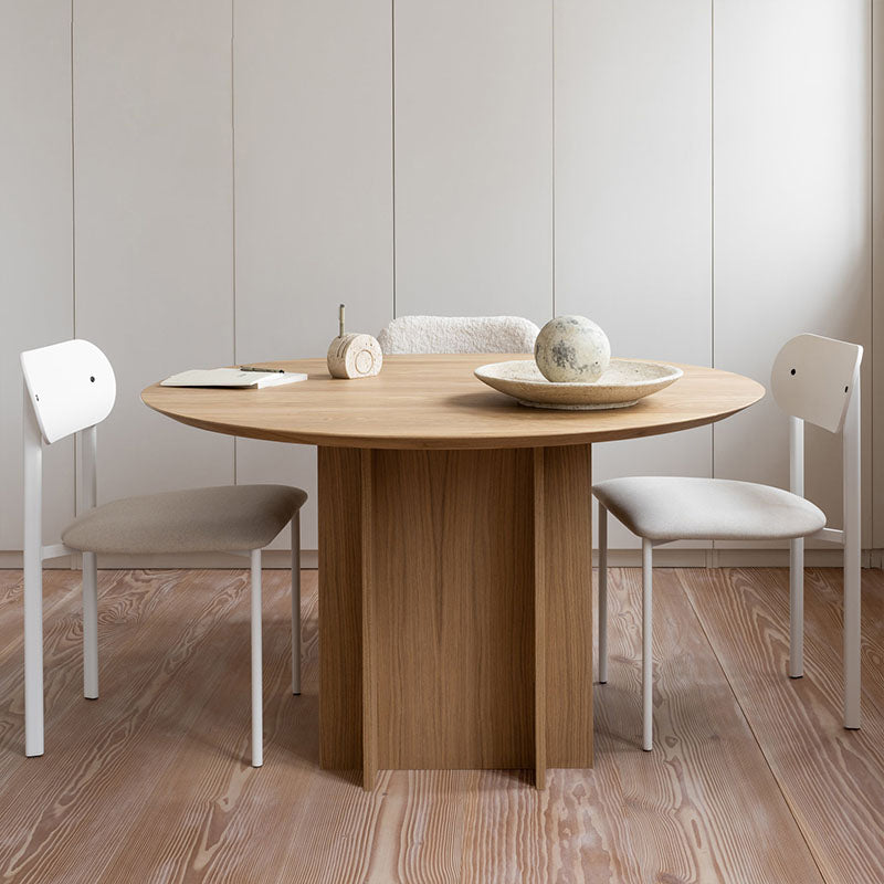 Modern Wood Pedestal Base Table Natural Round Dining Room Kitchen Table