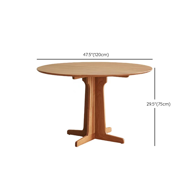 Round Wooden Dining Table Natural Home Kitchen Desk with Pedestal Base
