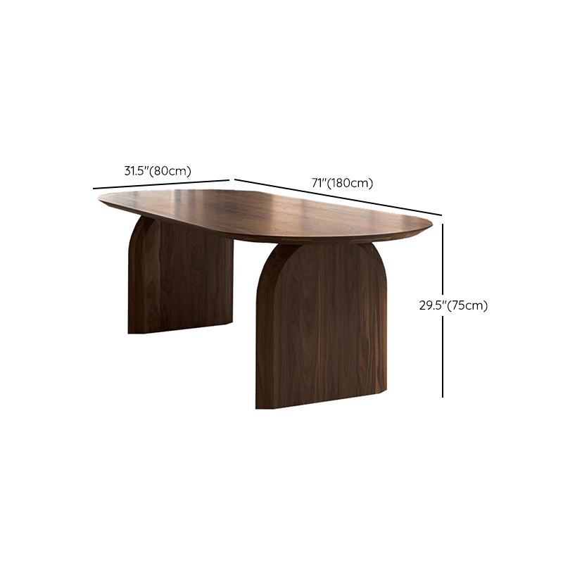 Brown Solid Wood Table Double Pedestal Oval Dinner Room Kitchen Table