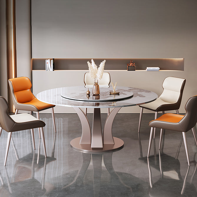 Modern Round Table Sintered Stone Dining Table with Turntable