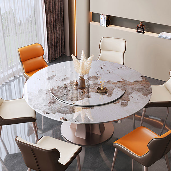 Modern Round Table Sintered Stone Dining Table with Turntable