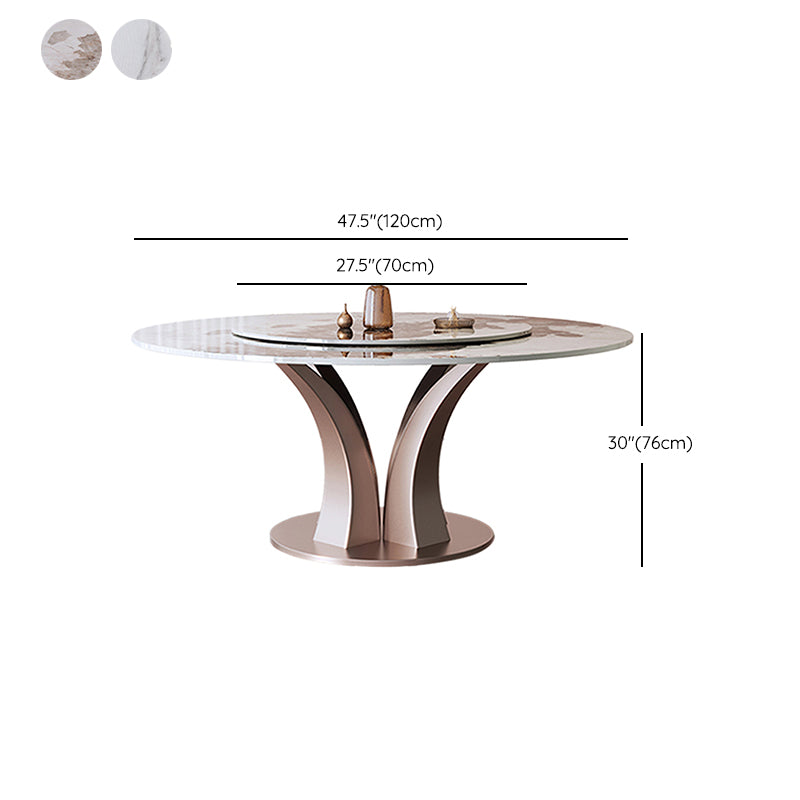 Modern Round Table Sintered Stone Dining Table with Turntable