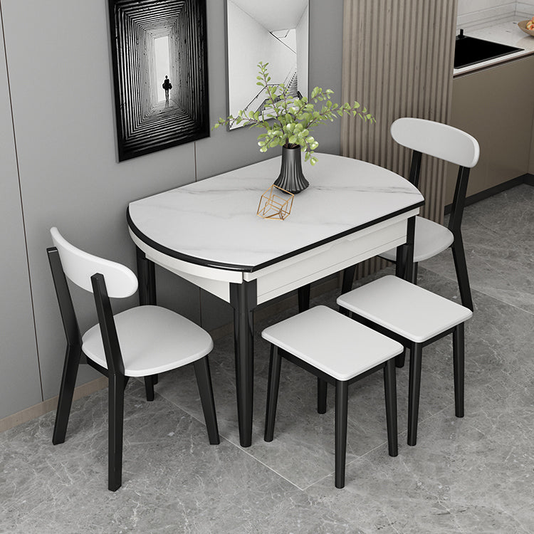Slate and Wood Table Contemporary Retractable Round Dining Table