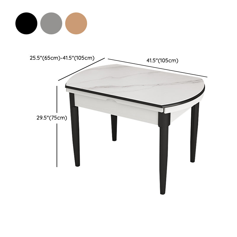 Slate and Wood Table Contemporary Retractable Round Dining Table