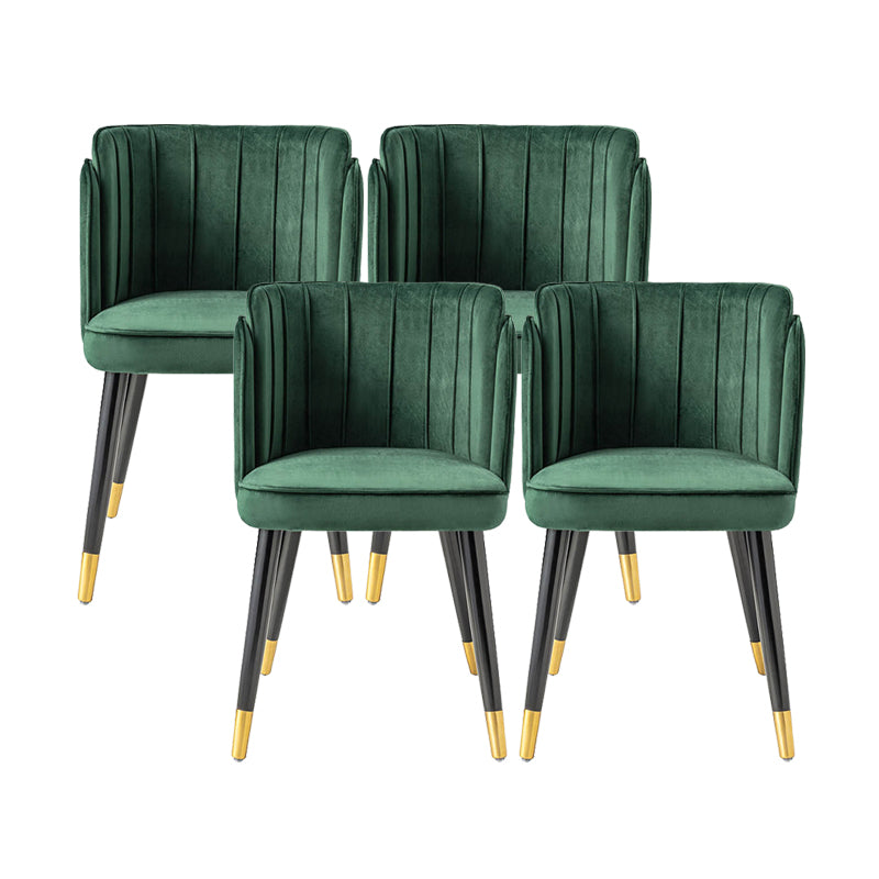 Glam Upholstered Dining Chair Green Parsons Chair with Wood Legs