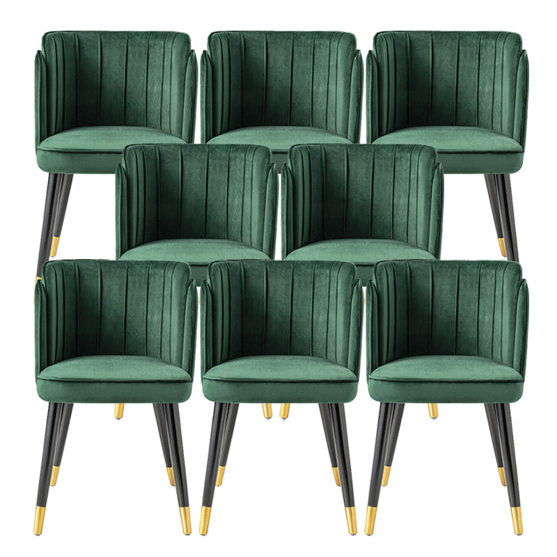 Glam Upholstered Dining Chair Green Parsons Chair with Wood Legs