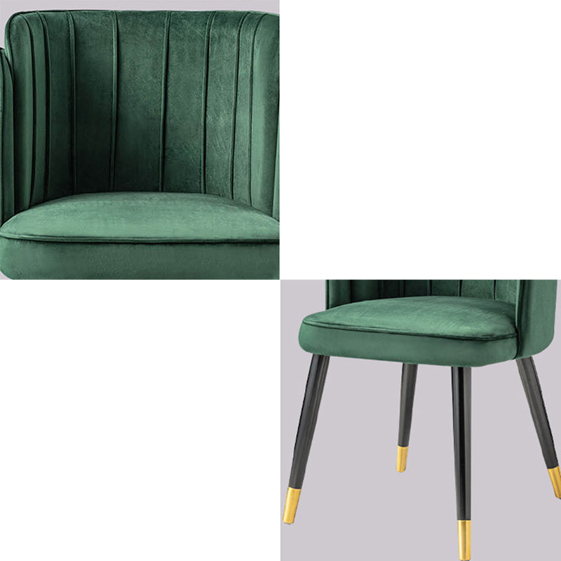 Glam Upholstered Dining Chair Green Parsons Chair with Wood Legs