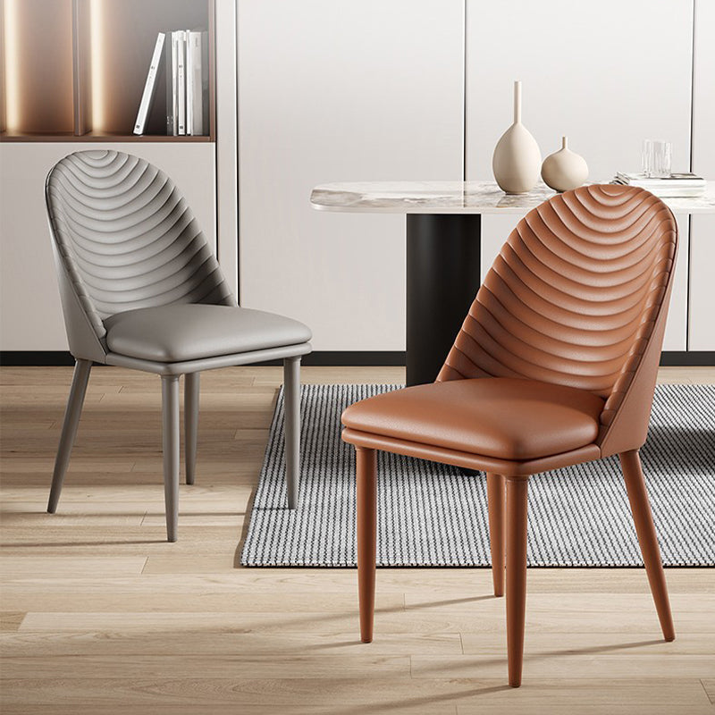Contemporary Faux Leather Chair Armless Side Chairs with Metal Legs for Kitchen