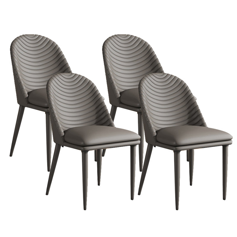 Contemporary Faux Leather Chair Armless Side Chairs with Metal Legs for Kitchen