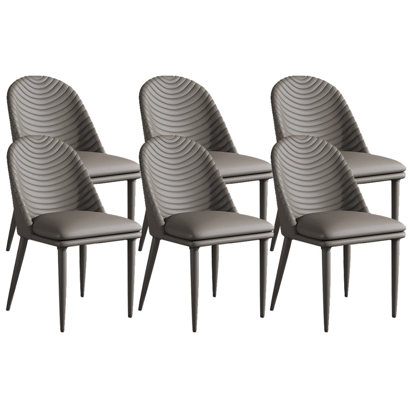 Contemporary Faux Leather Chair Armless Side Chairs with Metal Legs for Kitchen