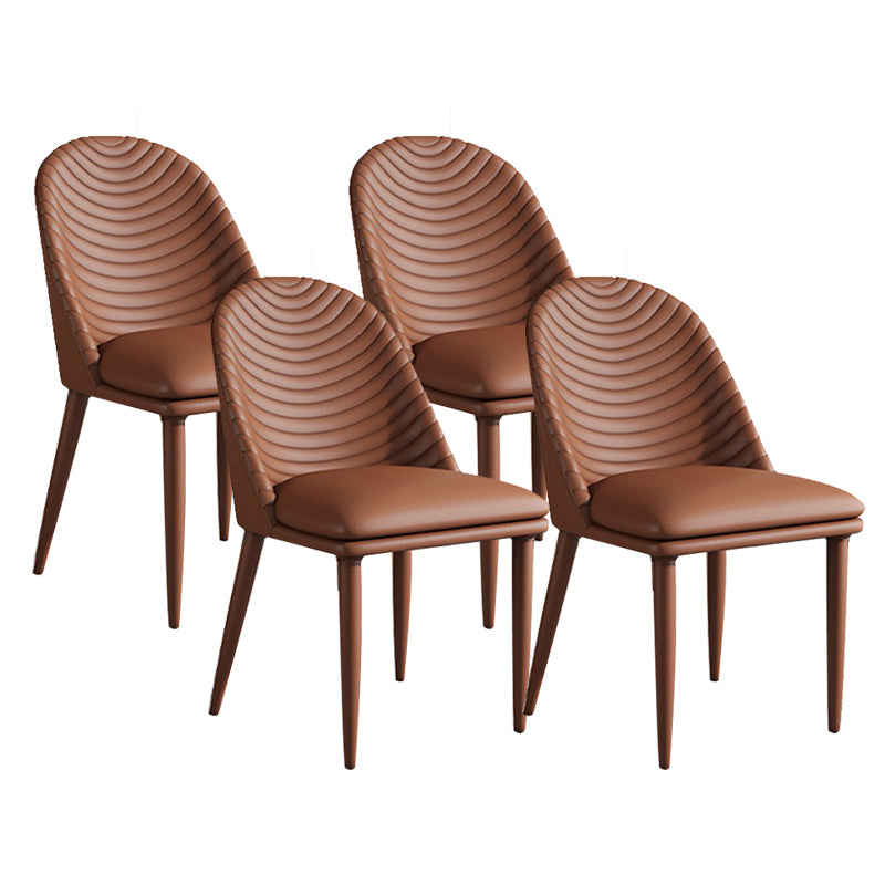 Contemporary Faux Leather Chair Armless Side Chairs with Metal Legs for Kitchen