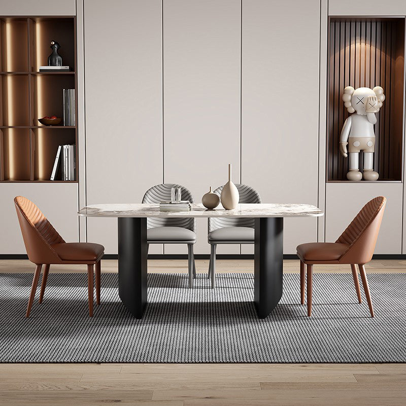 Contemporary Faux Leather Chair Armless Side Chairs with Metal Legs for Kitchen